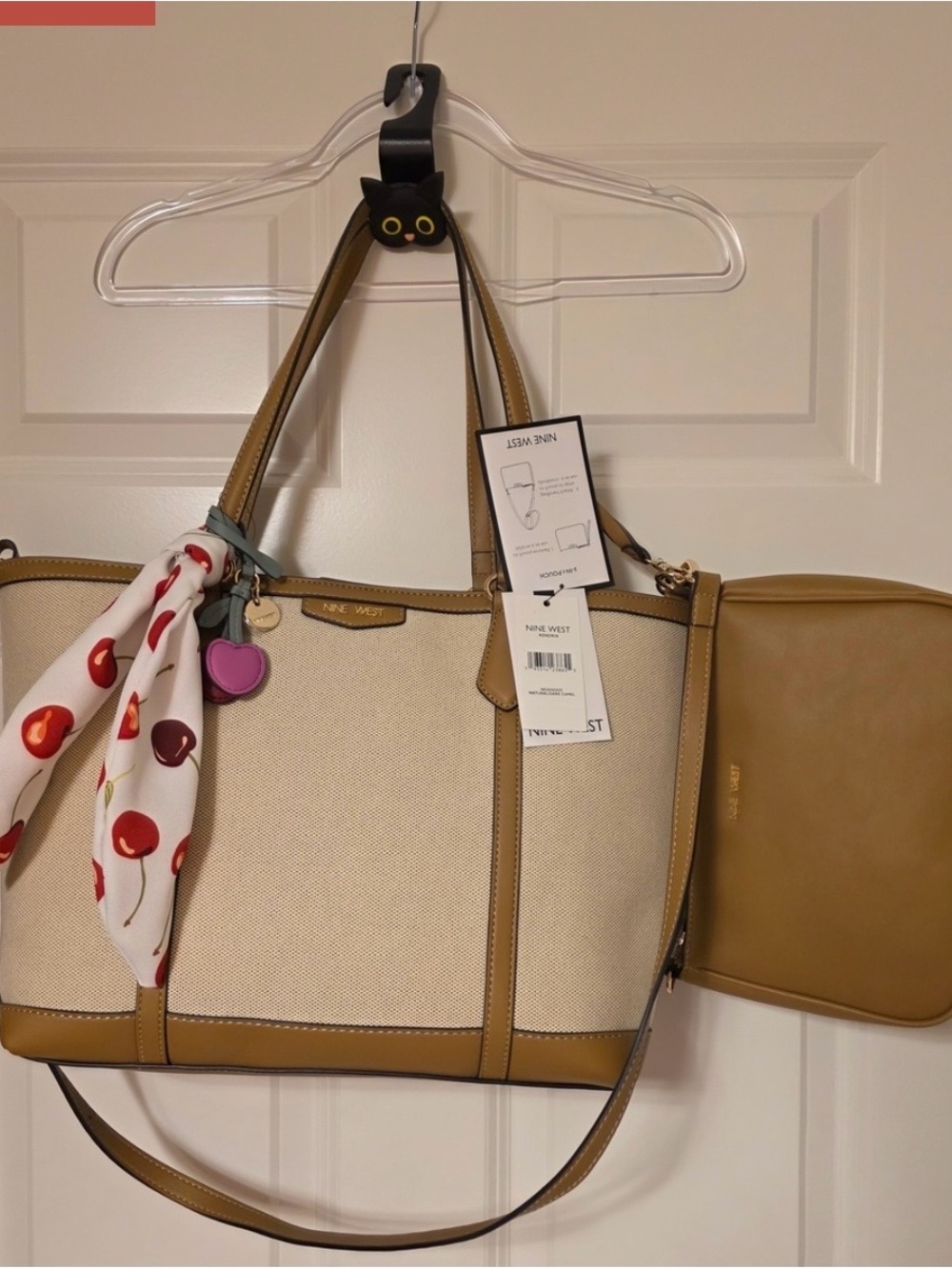 Nine West 2fer Tan and Cream Tote with and Pouch(scarf not included)